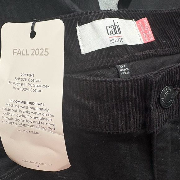 CAbi Black Tuxedo KICK FLARE Corduroy Jeans 10 #4907 NEW - Picture 4 of 6